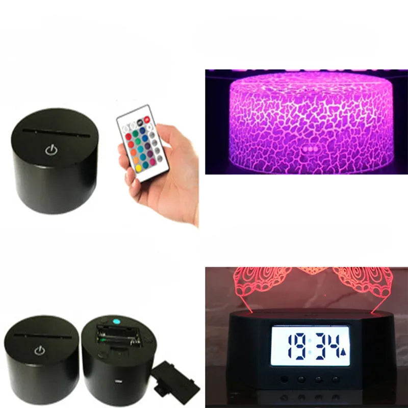 Shark Series 3D acrylic LED table lamp with square ABS base and remote control.