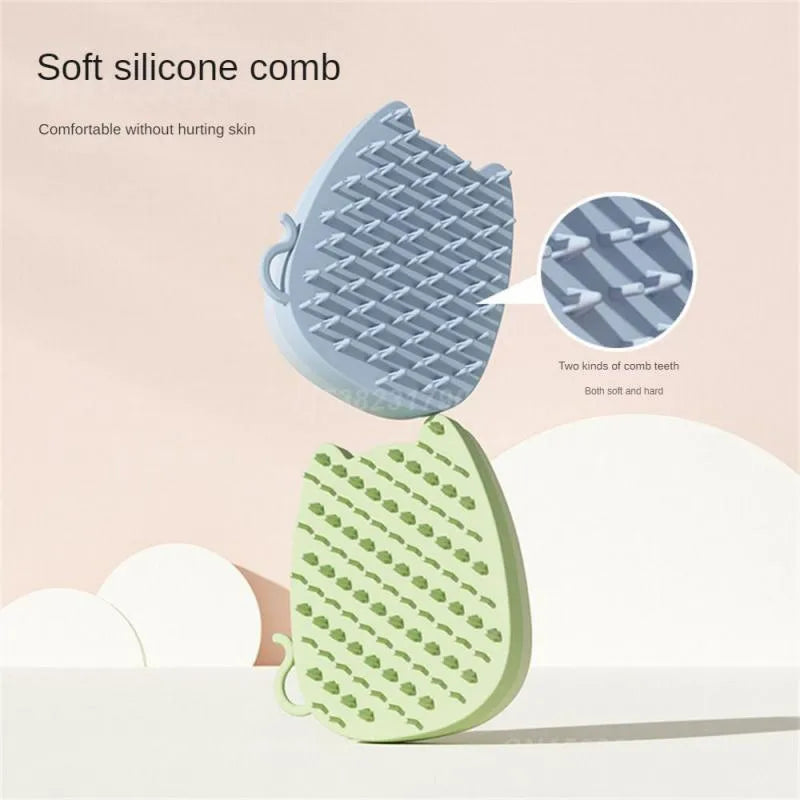 Blue sponge and silicone pet grooming brush with comb teeth for cat and dog hair removal