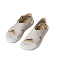 Women's flat non-slip Roman platform sandals in white with microfiber upper and polyurethane sole