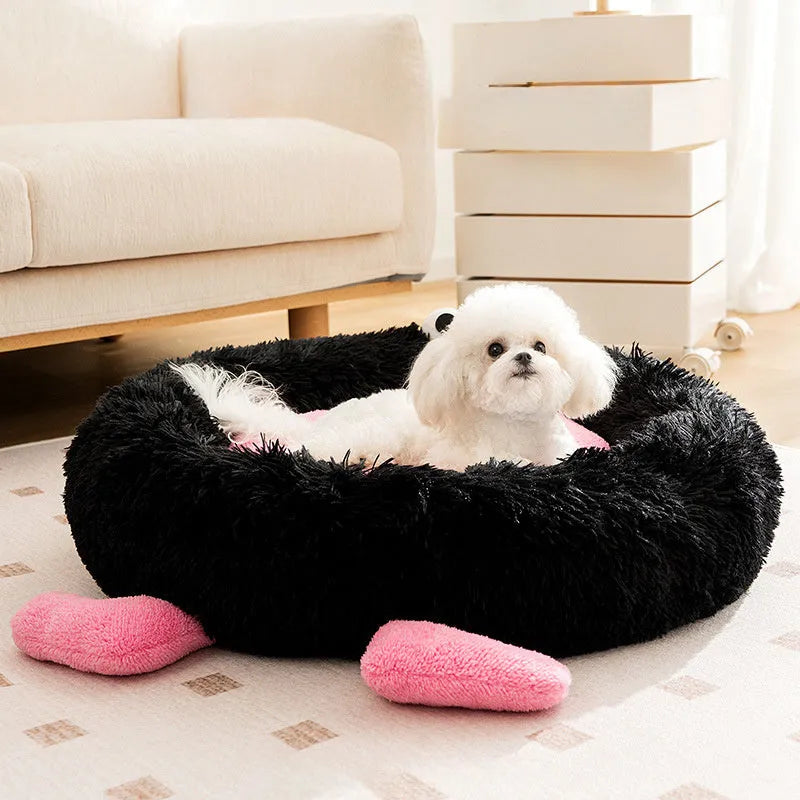 Elf Briquettes plush kennel sleeping mat in blue, sizes XS to L, for dogs and cats