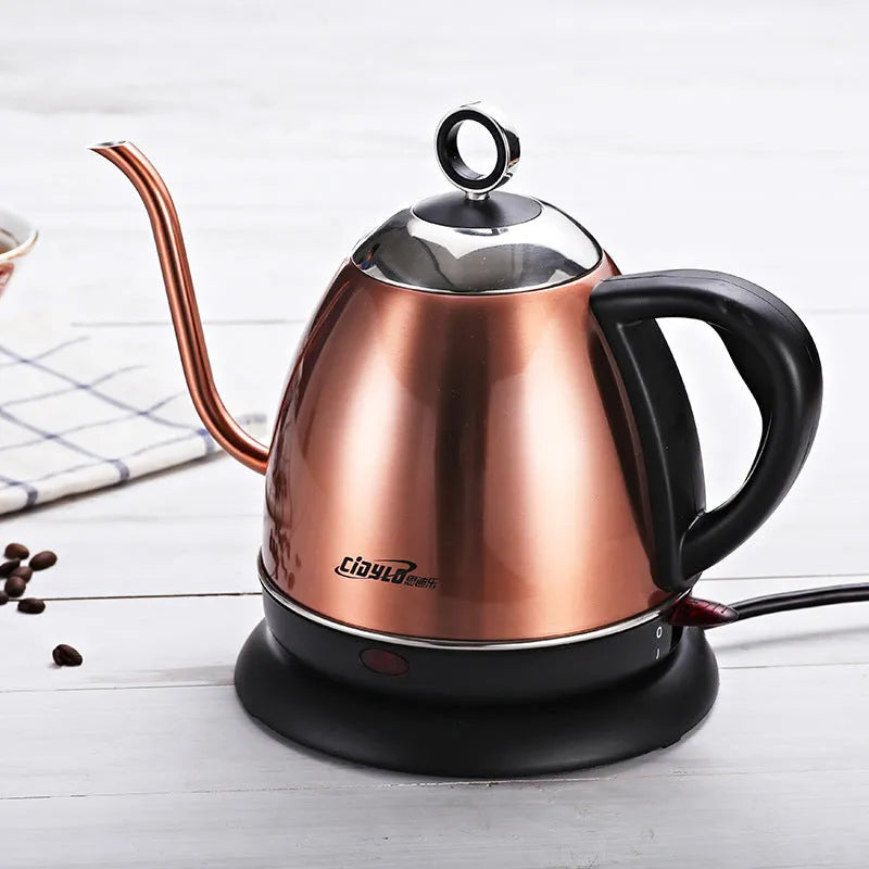 Gold stainless steel kettle with touch controls and 1L capacity marking