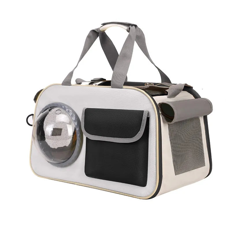 Outdoor portable cat backpack space capsule in nylon, 15L, black colour, crossbody style
