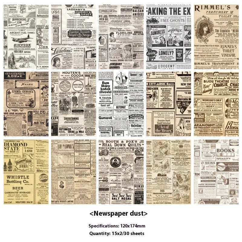 Printed retro literary notebook decorative paper letter in vintage colour theme