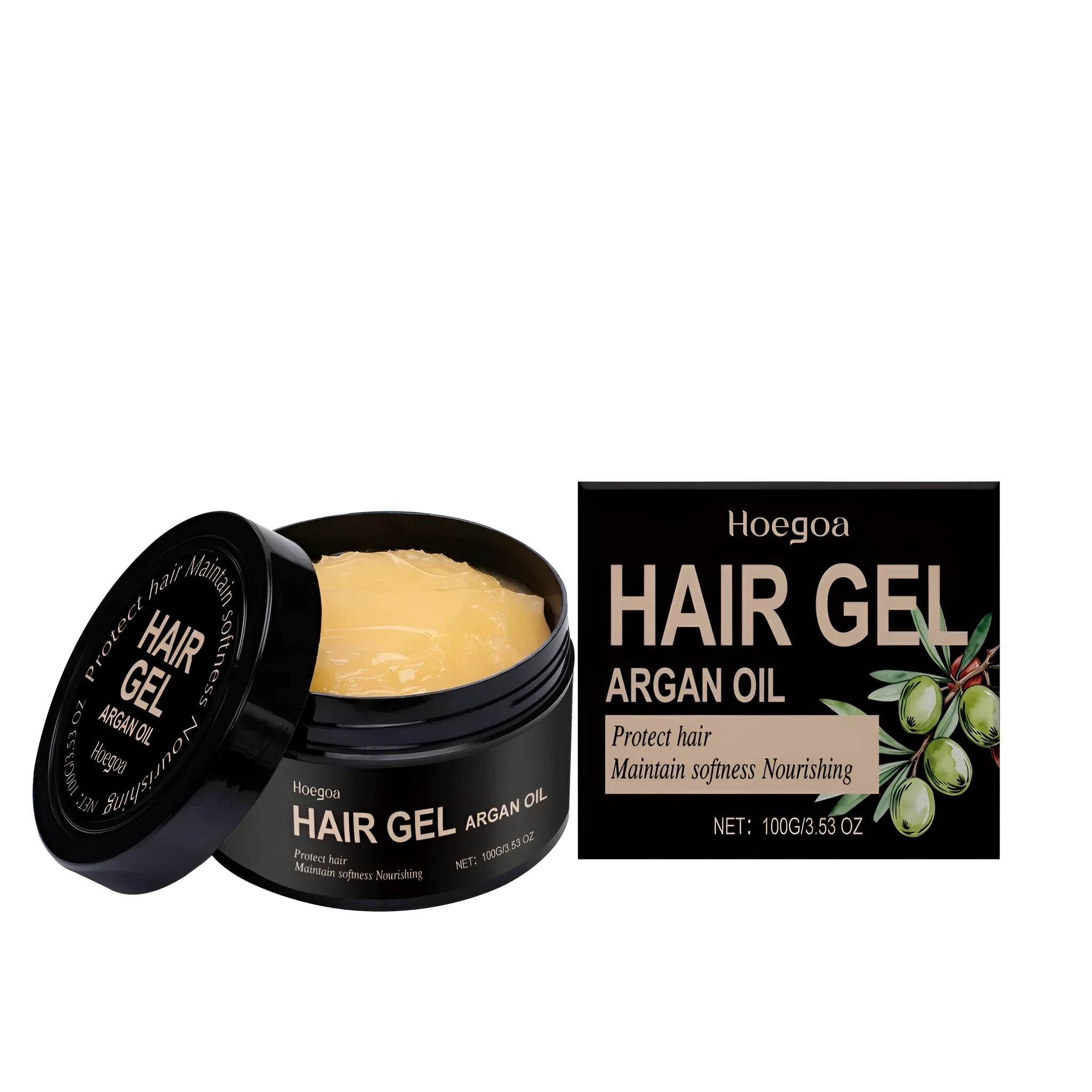 100ml Moroccan nut oil hair setting gel container with hyaluronic acid
