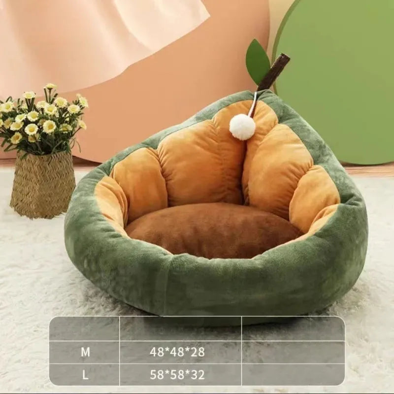 Coffee-coloured cotton pet bed for small medium cats and dogs with padded walls
