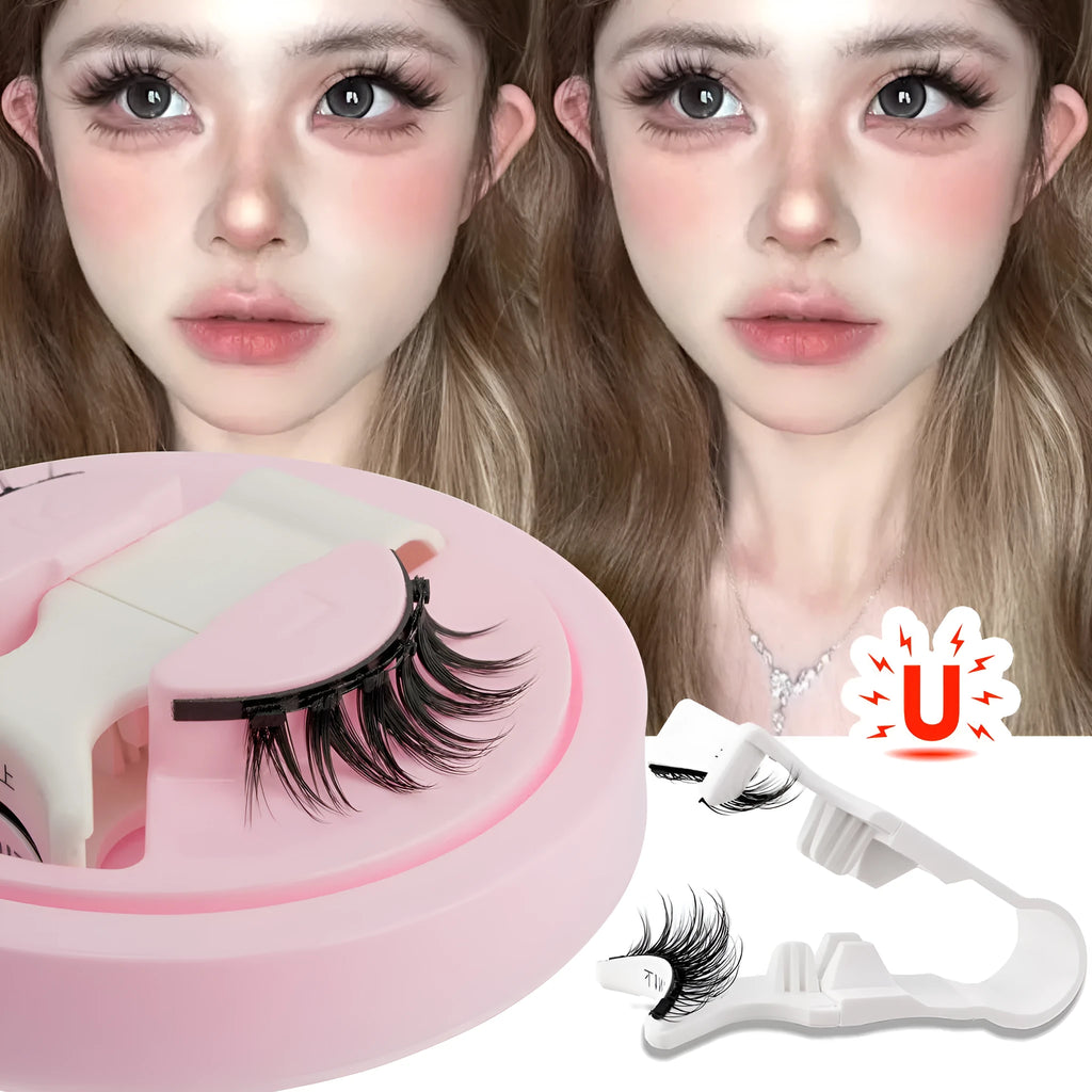 Set of five reusable waterproof glue-free false eyelashes on a card, styles LZ03 LZ04 LZ05 LZ08 LZ14.