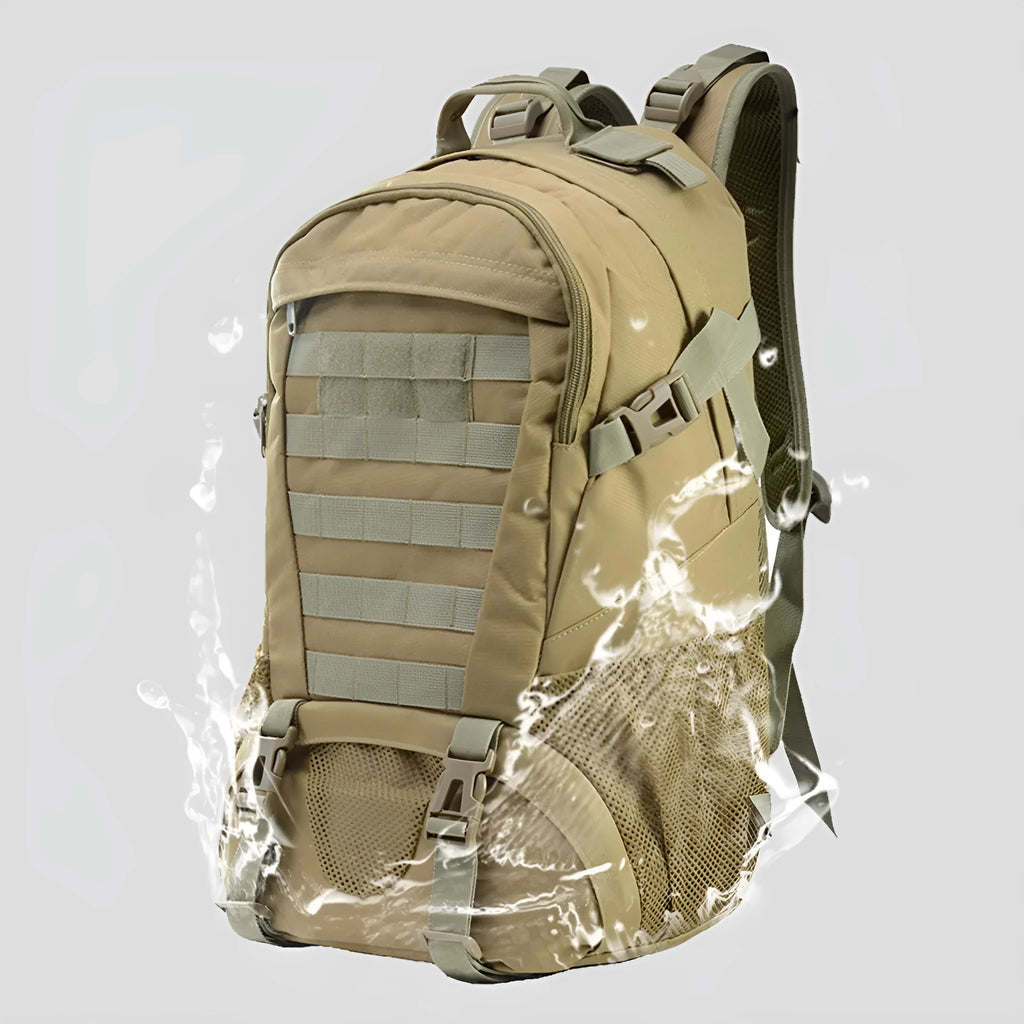 Oxford cloth mountaineering backpack with air pillow belt in khaki colour, 49cm height