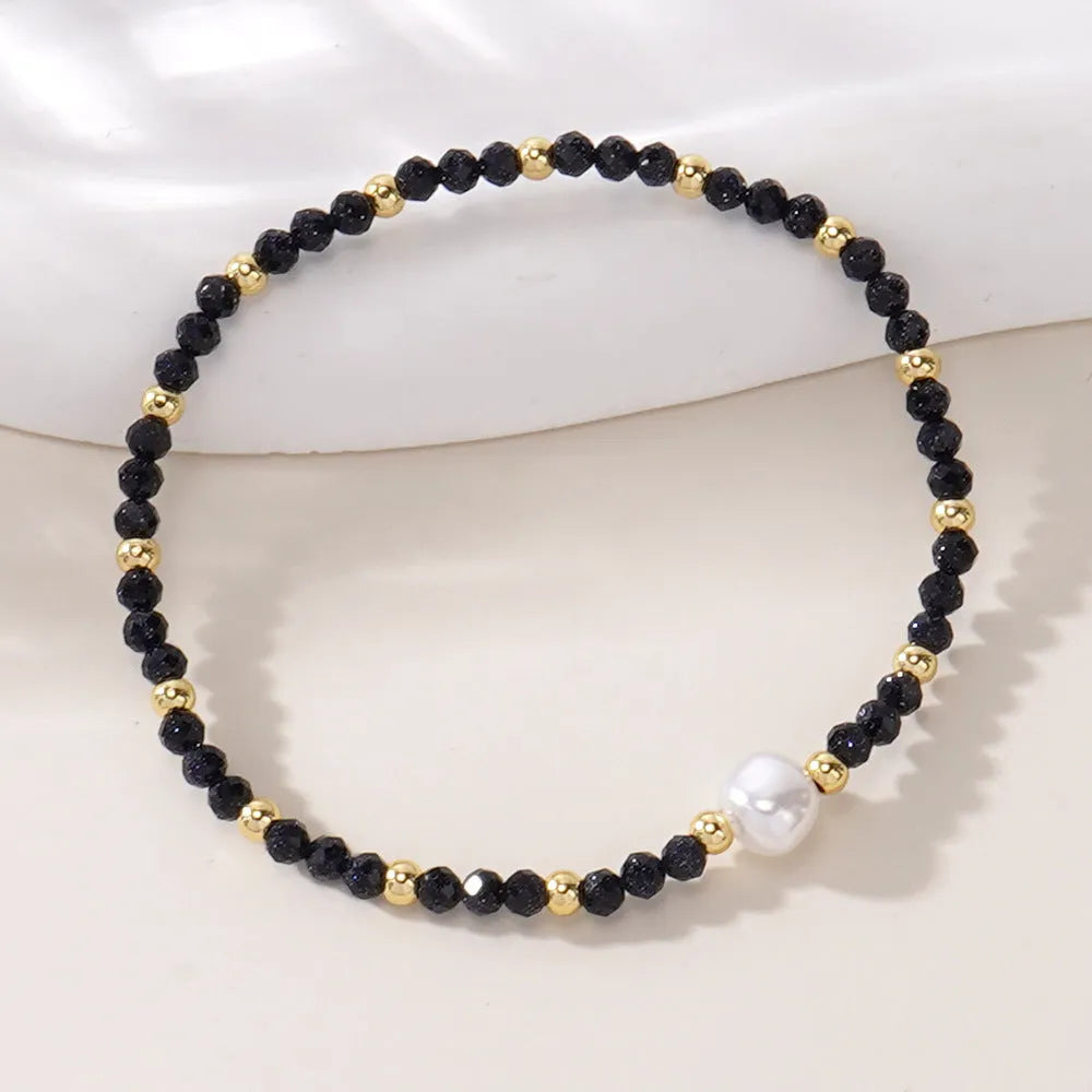 Personalised natural stone bracelet with geometric ellipse shape in light luxury unisex design