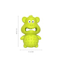 Green and yellow natural rubber squeaky dog toy for aggressive chewers
