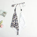 Leopard print bandage one-piece swimsuit with backless design for women
