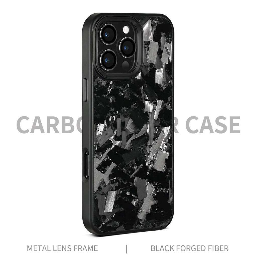 Metal frame forged pattern mobile phone protective case for iPhone 17 with magnetic function in black frame blue gold colour