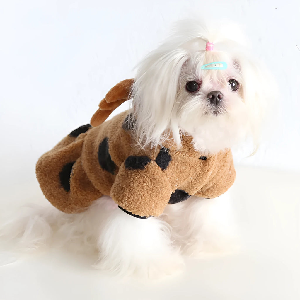 Big polka dot elk couple pattern pet clothing for cats and dogs in skirt and four legs styles