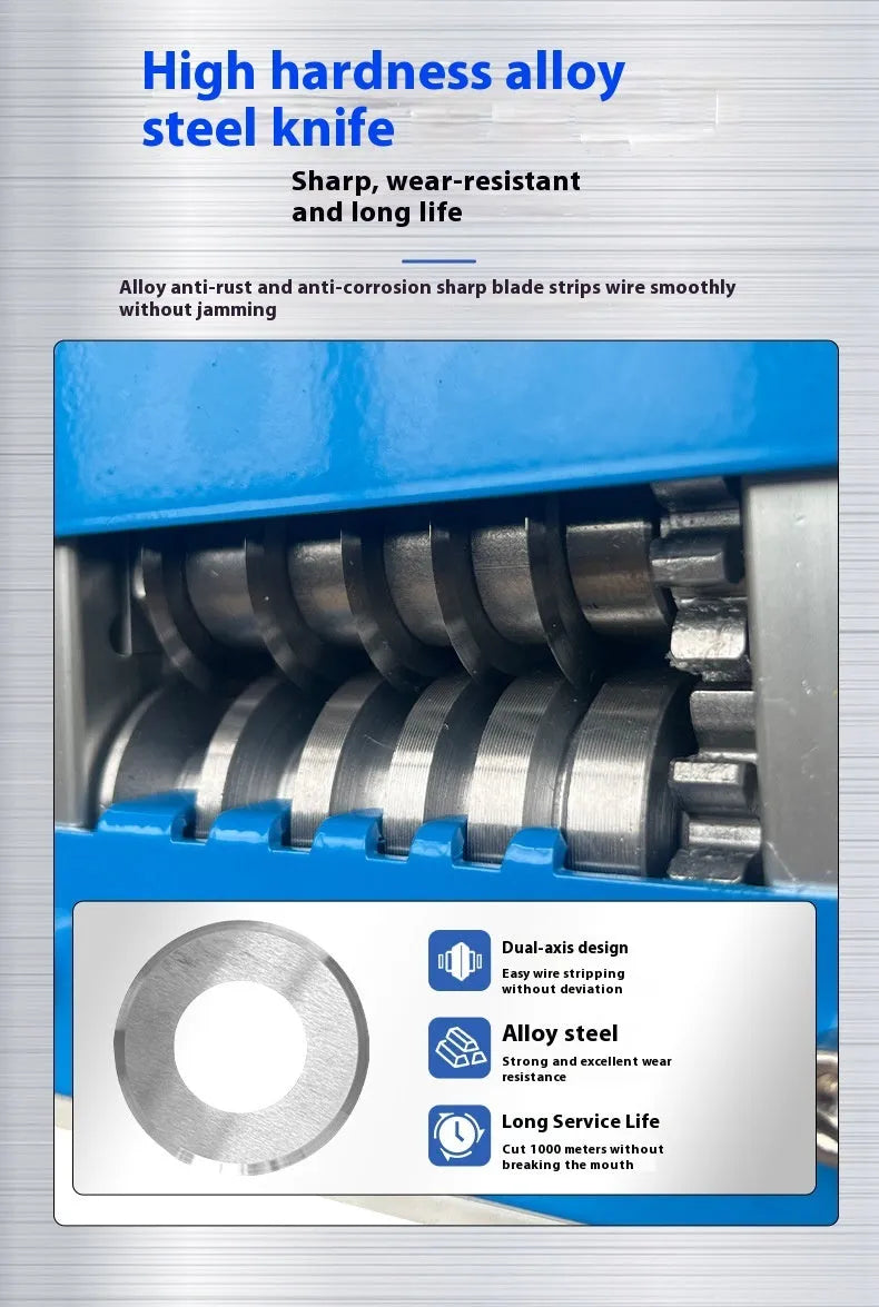 SD-017 manual wire stripping machine showing automatic porous design for 0.5mm to 17mm cable diameters