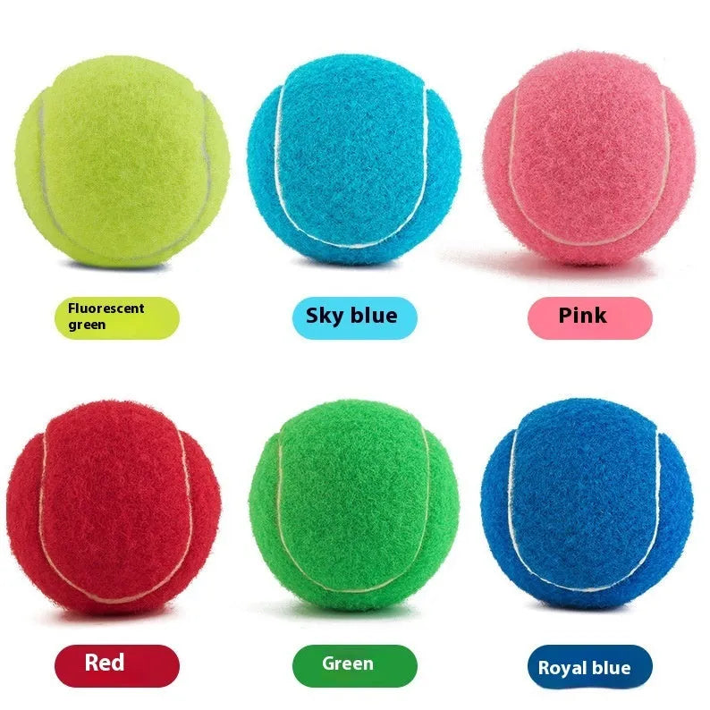 6.3cm diameter rubber tennis ball dog toy in fluorescent green colour