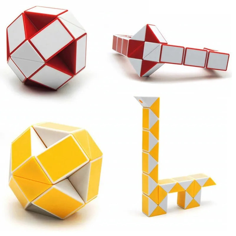 Magic Puzzle Snake brain teaser toy non-toxic plastic twistable small size 5x5x5cm colour white and blue