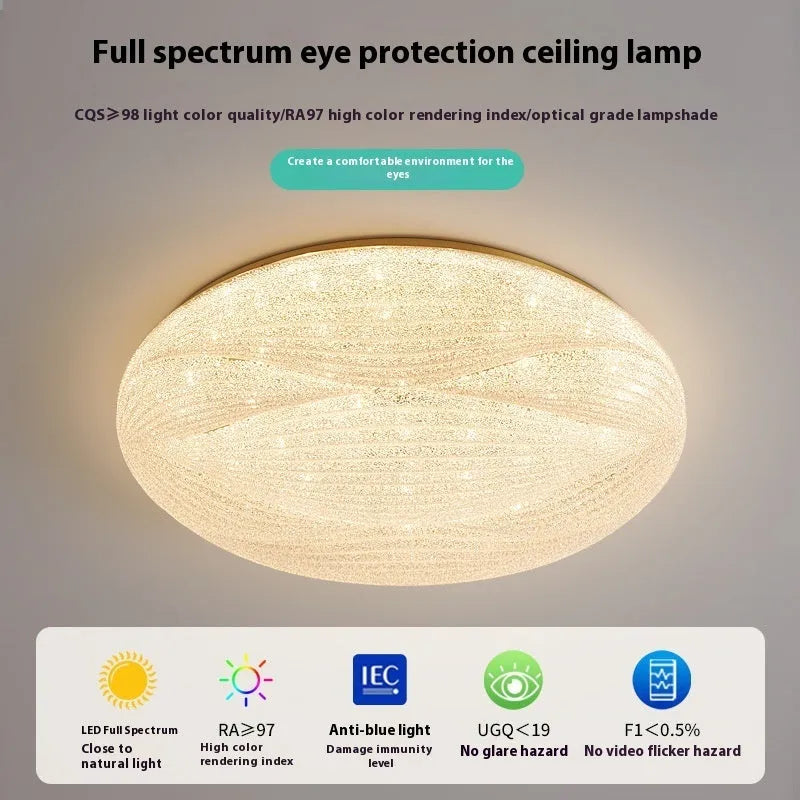 Modern light luxury cream copper round ceiling lamp with low voltage 36V for bedroom