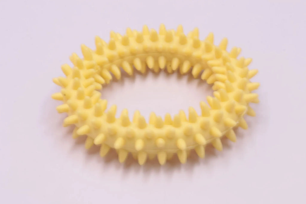 Colourful TPR spiky circle ring dog chew toy for dental cleaning and bite training
