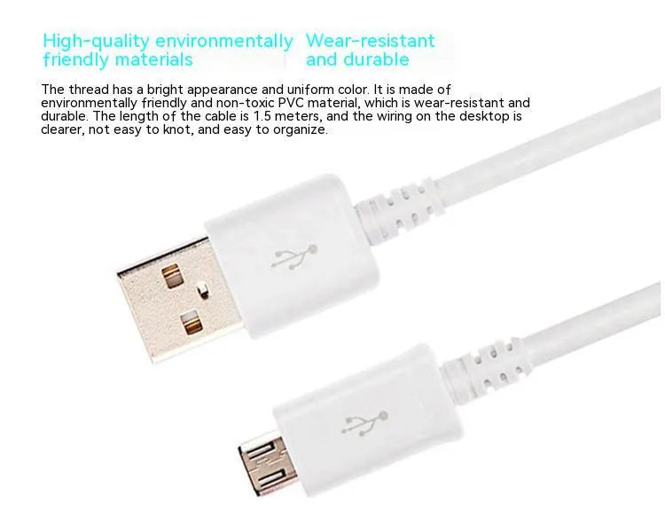 Black and white universal Micro USB Android smartphone data cable for charging and data transfer
