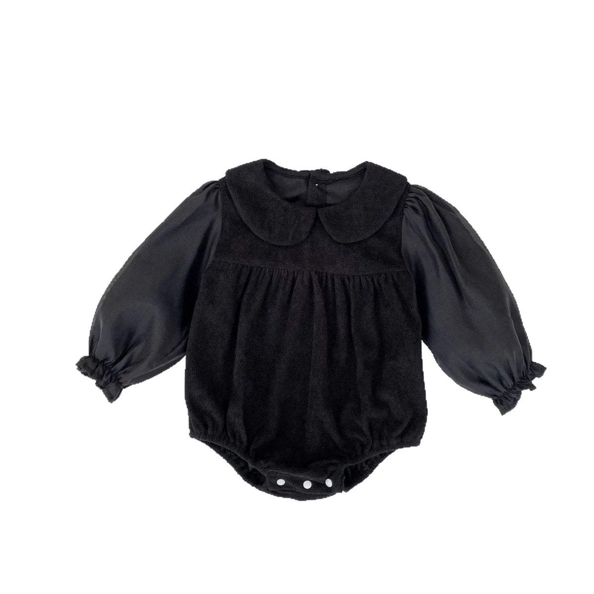 Baby girl corduroy romper with doll collar long sleeves apricot colour bottom-covering fit