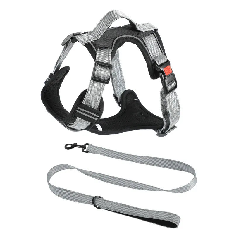 Adjustable dog harness with hand holding rope on back in various colours and sizes