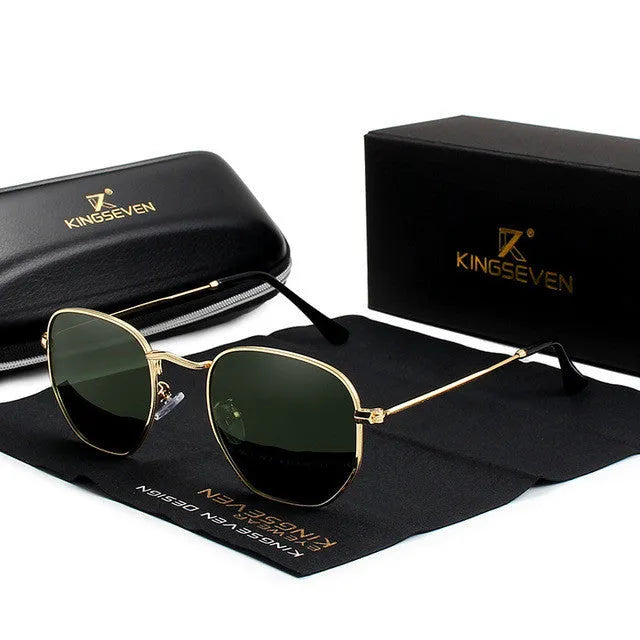Men's retro sunglasses with round lenses in black frame and mirror finish options