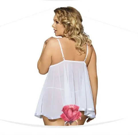 Women's black lace mesh sleepdress lingerie showing seamless construction and sling dress design