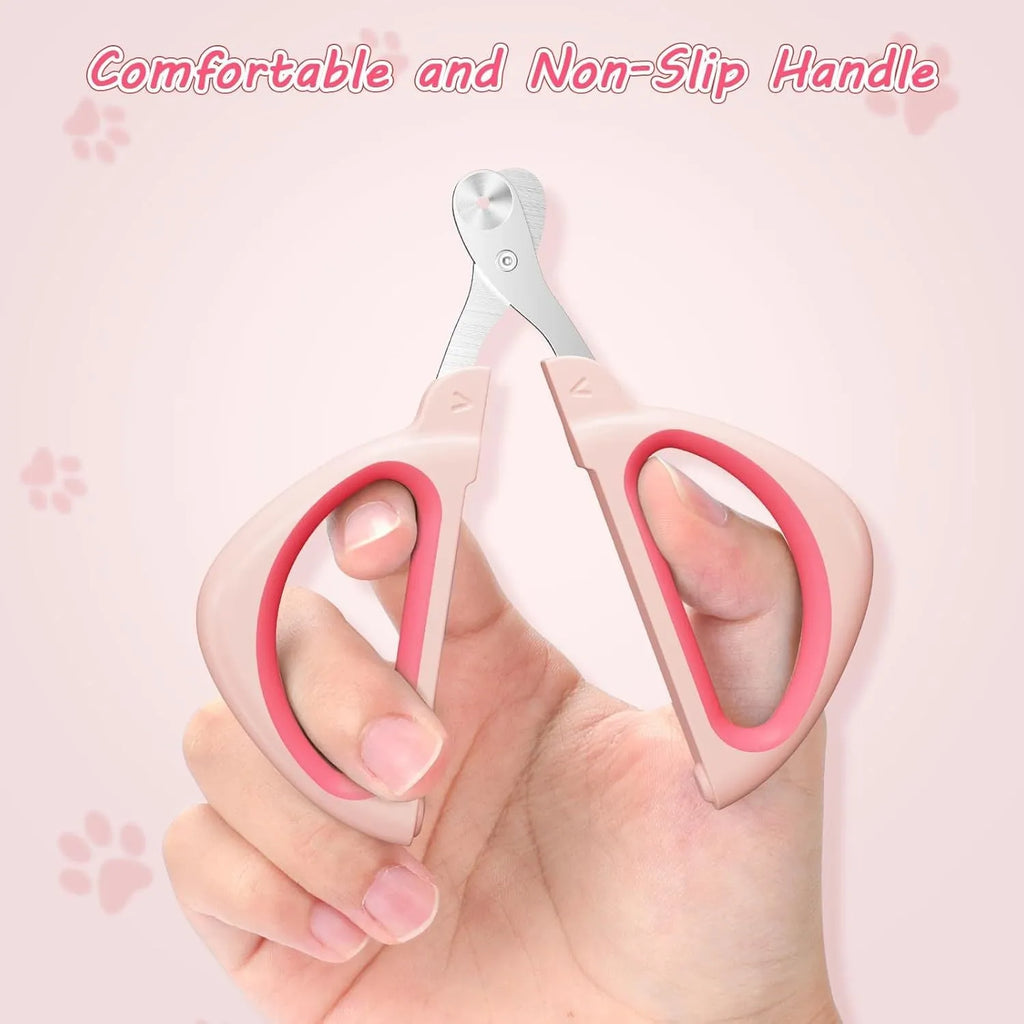Blue pet nail clipper with positioning round hole and non-slip handle