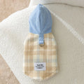 Corduroy chessboard grid hooded traction vest for dogs in blue or yellow with hooded design
