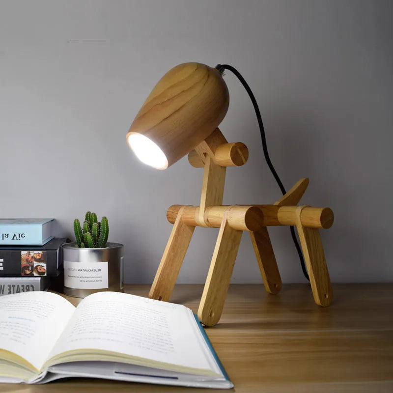 Personalized solid wood table lamp with warm light push button switch in Nordic style for living room study bedroom