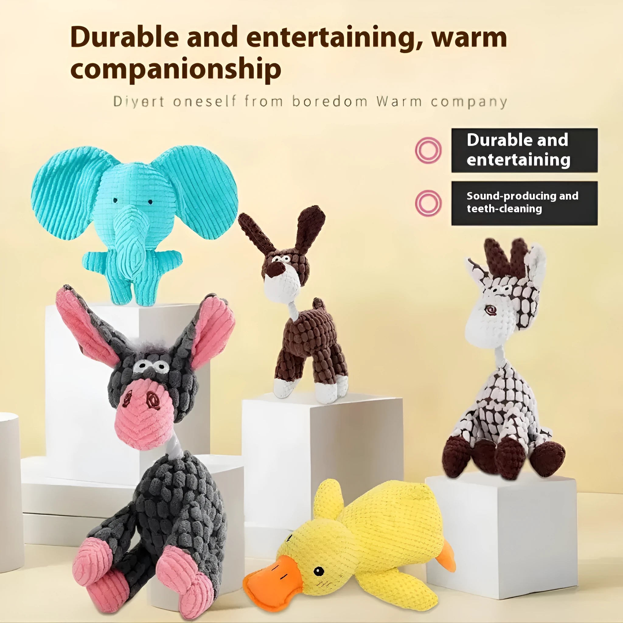 Soft plush puppy chew toy in animal character style for teething relief and companionship