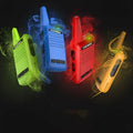 TIENGU black wireless handheld radio with LED flashlight, USB port, and back clip on a white background