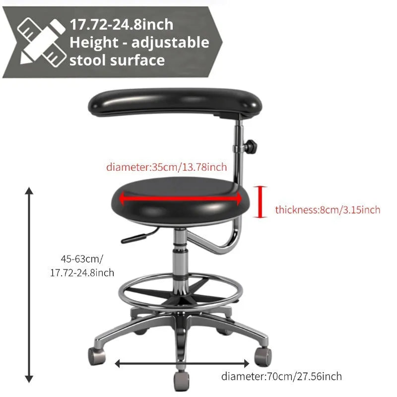 Black leather dental hospital chair used as a patient lift and dentist seat.