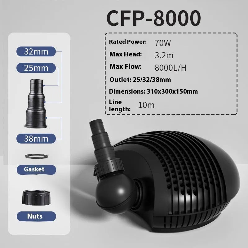 White horizontal CFP series submersible pond filter pump for large water features
