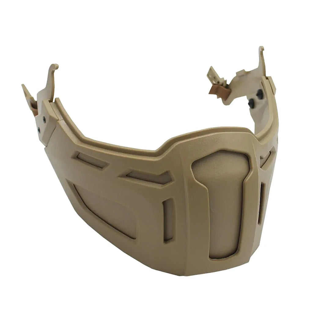Tactical half face mask in nylon, black colour, folding design for outdoor use