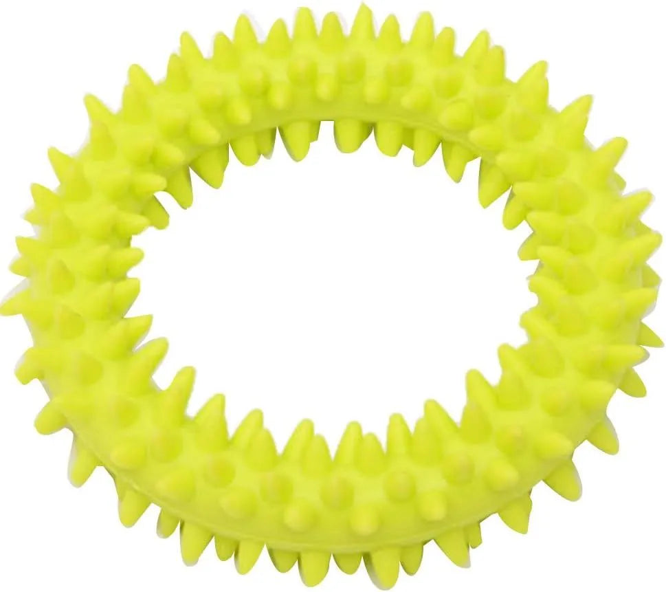 Colourful TPR spiky circle ring dog chew toy for dental cleaning and bite training