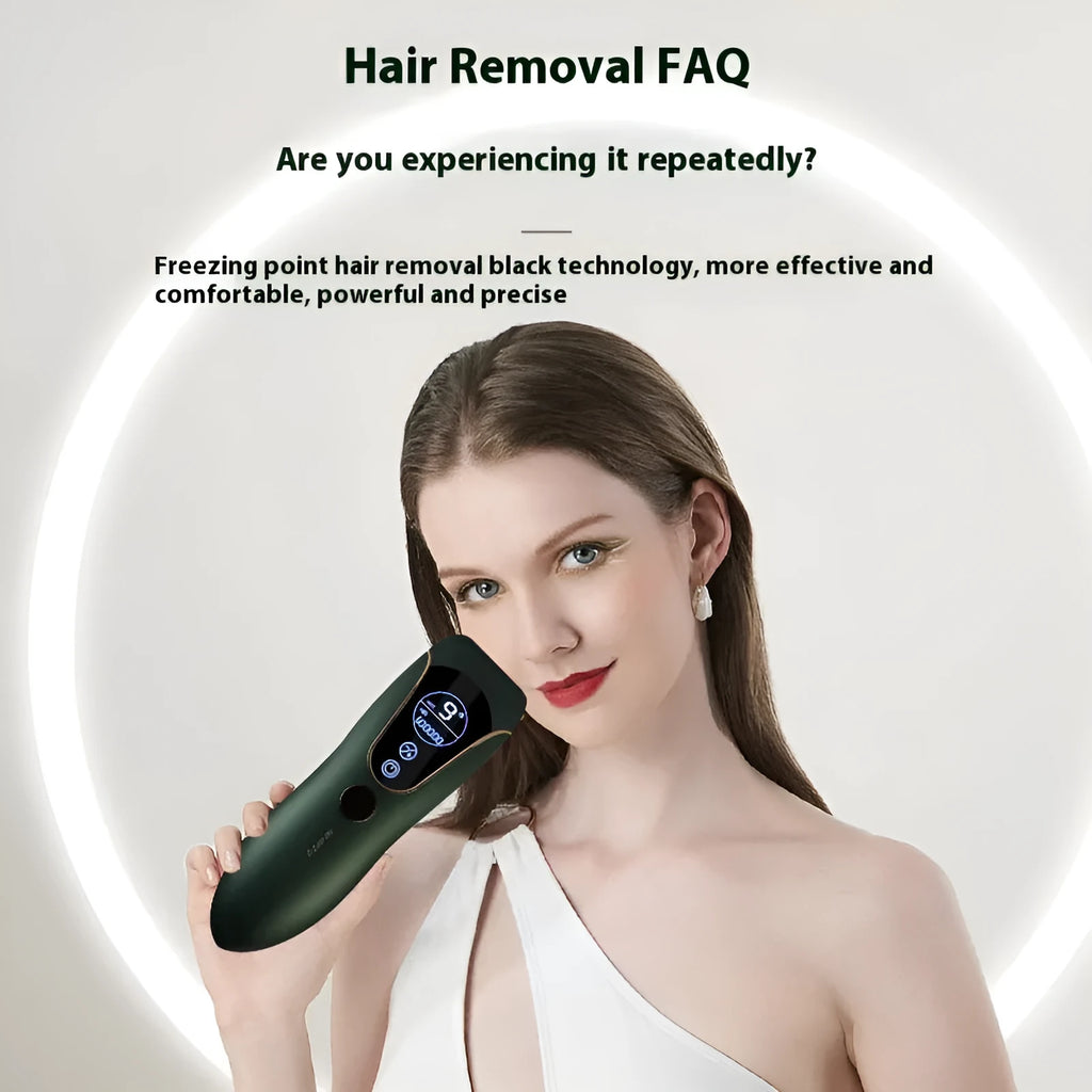 Freezing point hair removal device in sundial white, green or pink colour for body, face and leg hair removal