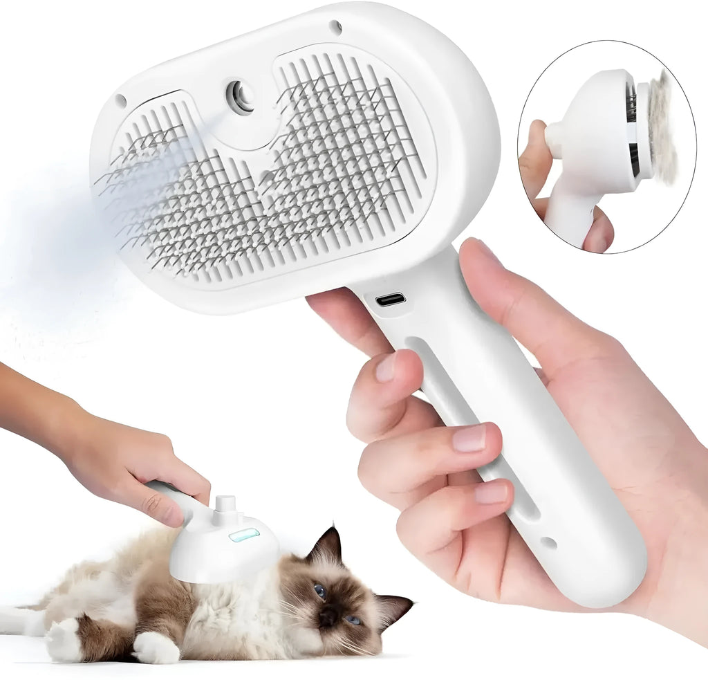 Plastic pet spray hair comb with water mist humidifier for dog and cat grooming