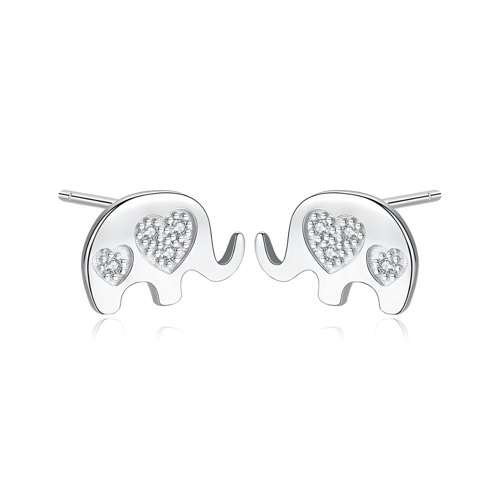Geometric Korean silver earrings with gem setting detail in gold and silvery colours