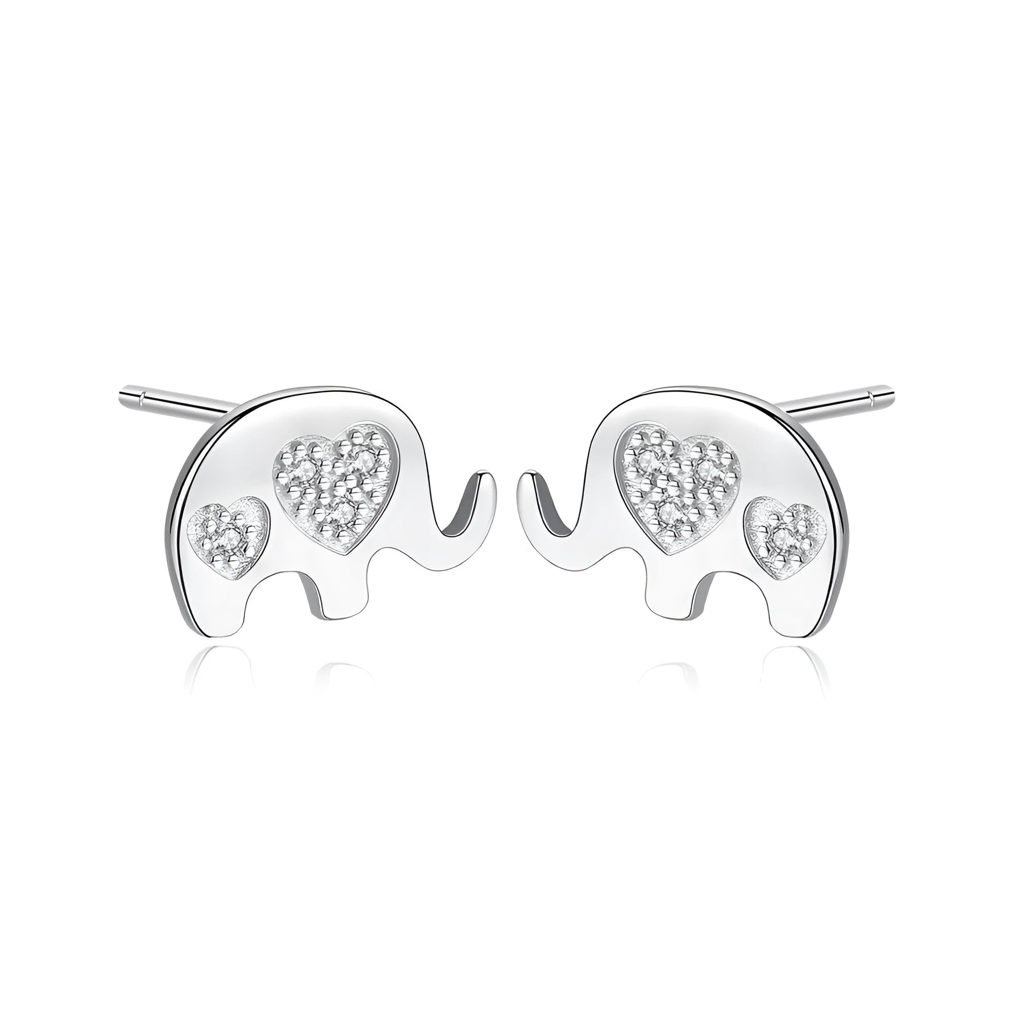 Geometric Korean silver earrings with gem setting detail in gold and silvery colours
