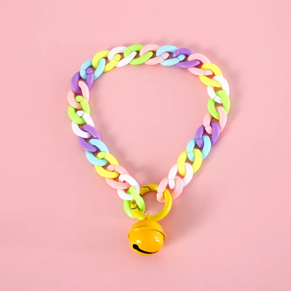 Adjustable plastic pet collar in macaron candy colours for cats, dogs, and rabbits