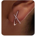 Zinc alloy electroplated 14K gold clip earrings in geometric shape, available in gold, silver, and rose gold