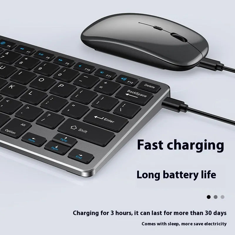Ultra-thin wireless keyboard and mouse combo set in black with USB receiver and protective cover