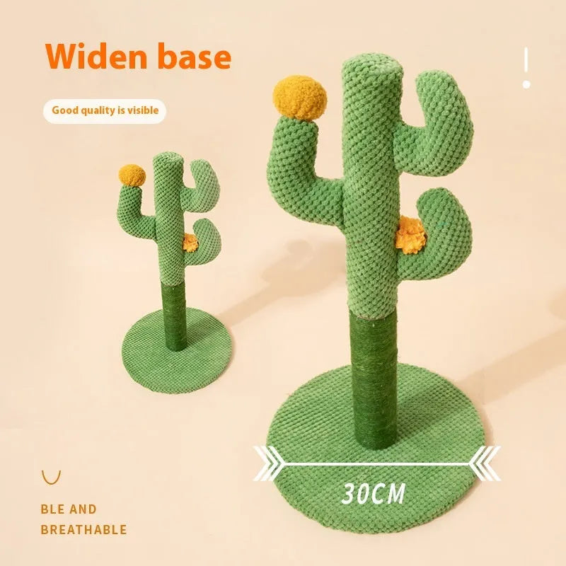 Cotton rope cat scratch climbing pole in cactus or coconut tree design for claw sharpening.