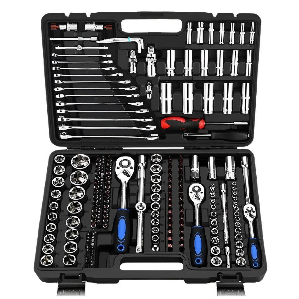 Cr-V steel socket ratchet wrench set with multiple size options for home and auto repair