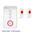 White emergency alert device with one buzzer unit and three remote call buttons for elderly safety