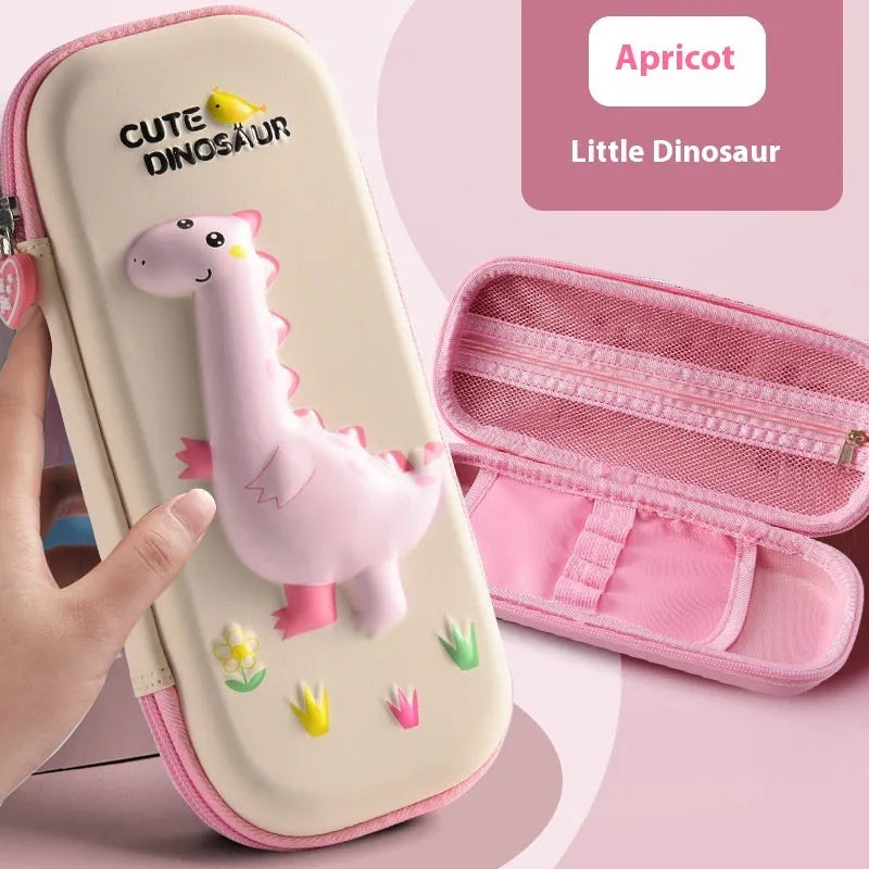3D leather pencil case with embossed astronaut rocket pattern on surface