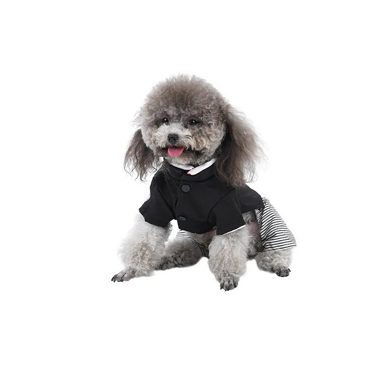 Thin cotton poodle dog clothes in four-legged pants and skirt styles for seasonal wear