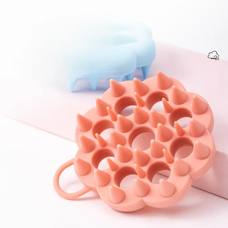 Silicone pet hair care brush for dogs and cats in blue colour, dual use dry and wet grooming tool
