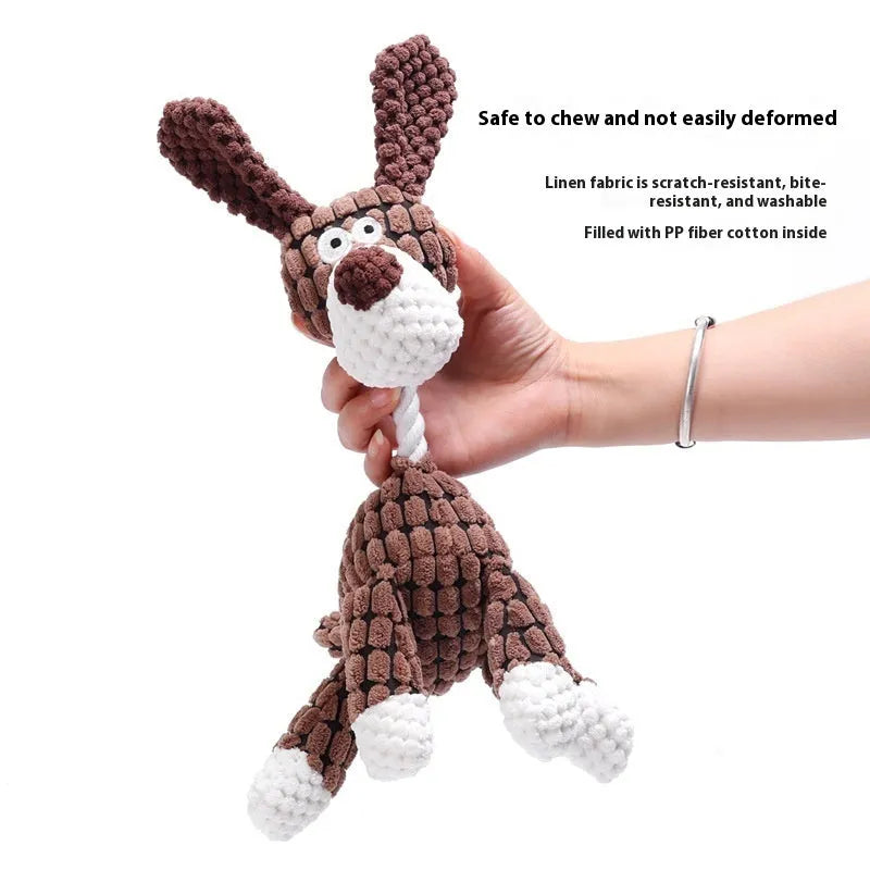 Soft plush puppy chew toy in animal character style for teething relief and companionship