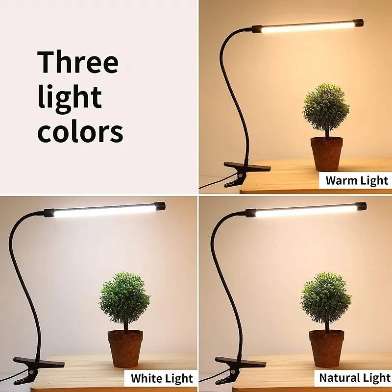 Black or white 26cm long USB-powered LED desk lamp for study desks.